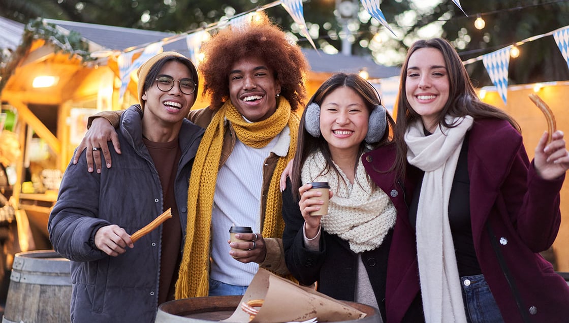 Friends hanging out during winter in Portland ORegon