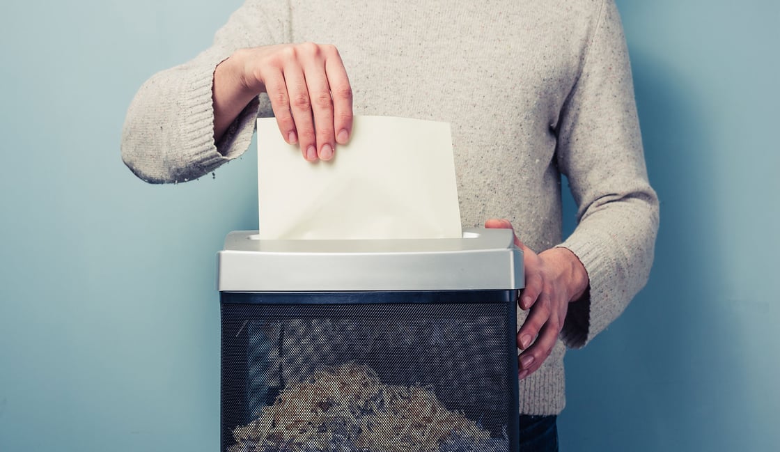 Paper Shredding to help protect identity.